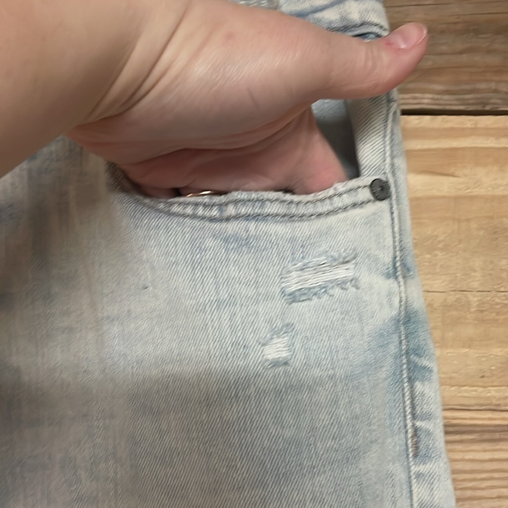 Eunina size 15 tobi super high rise distress mom Jean crop light wash no stretch - Picture 3 of 13